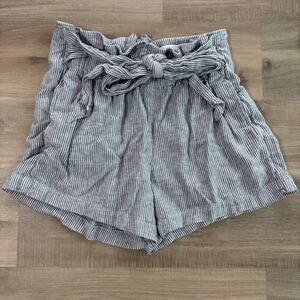 Abercrombie & Fitch Striped Shorts Front Tie Women Size Small Blue Gray White